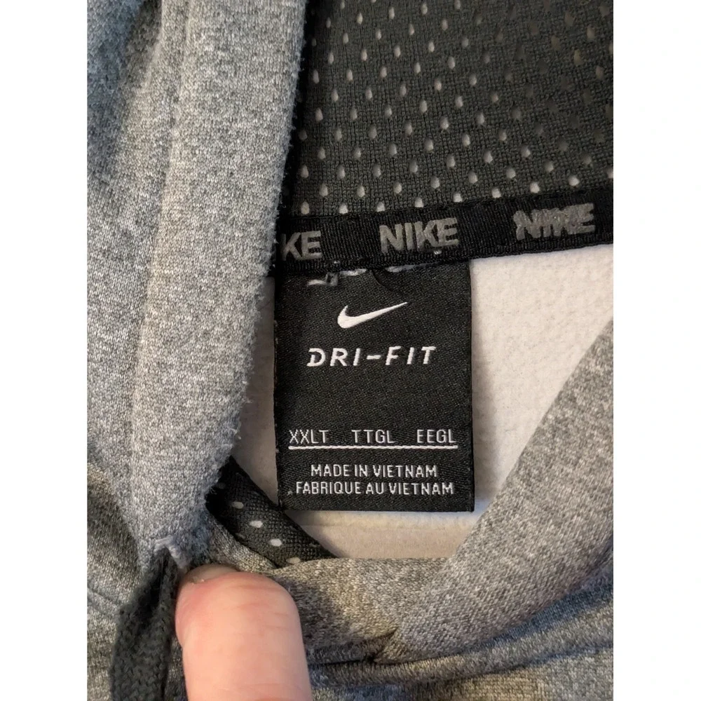 Nike Dri-FIT Hoodie Mens XXLTGray Pullover High Neck Zip Pocket Running Athletic